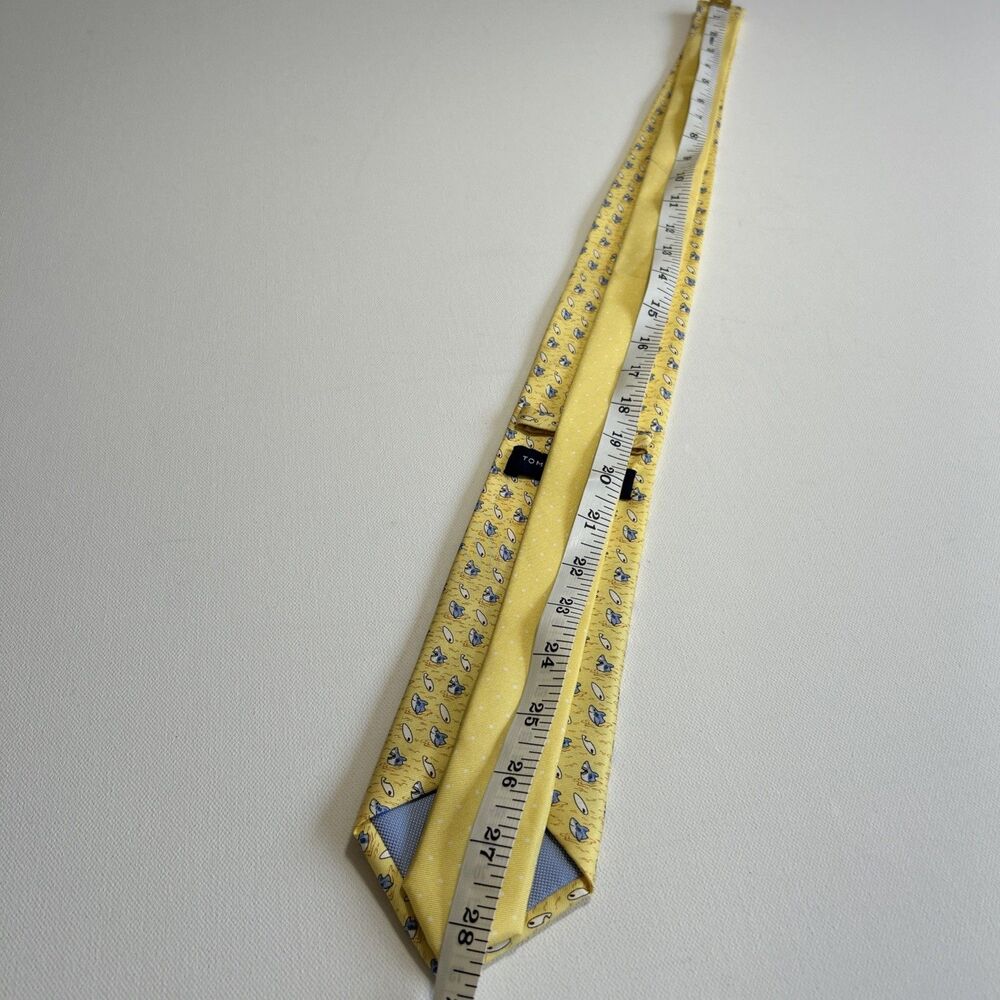 Sharks & Surfboards Silk Necktie Yellow Blue Tommy Hilfiger Funny Beach Coastal - Picture 7 of 9